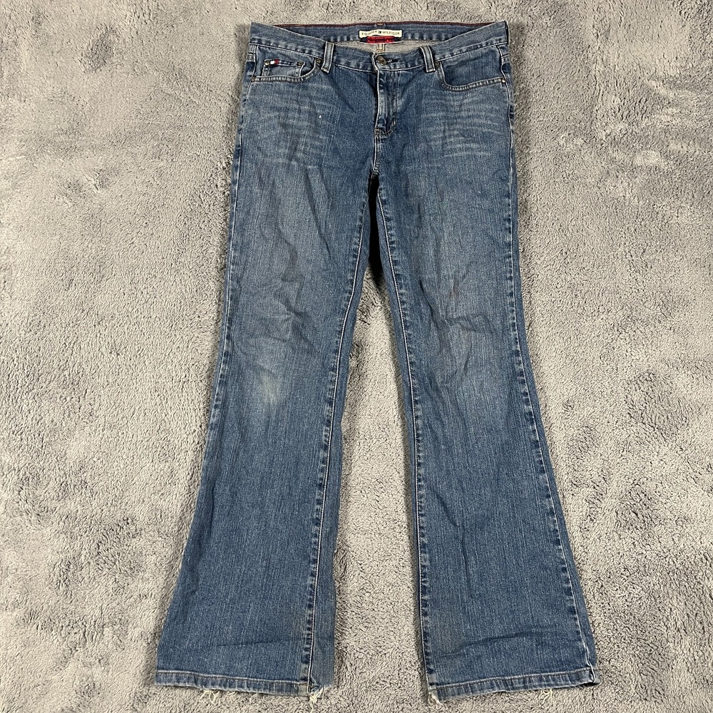 Tommy Hilfiger Flared Jeans Womens 10 Blue Medium Wash Low Rise Cowgirls 2005